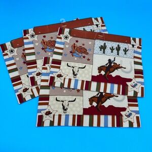 Home Studio Canyon Ranch Western Placemats Set of 4‎ Cotton Cowboy Patchwork NWT